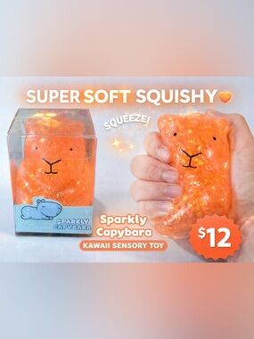Sparkly Capybara Squishy Toy 🧡 Kawaii Sensory Stress Relief New